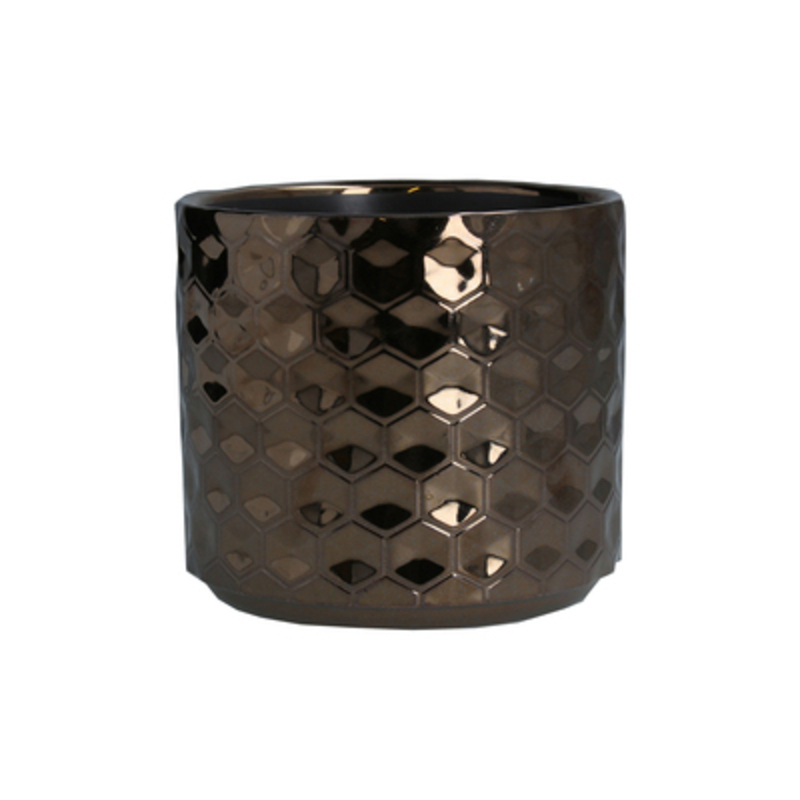 Copper Honeycomb Design Ceramic Pot Cover. The Perfect Addition To Your Home Or Garden. By Gisela Graham.